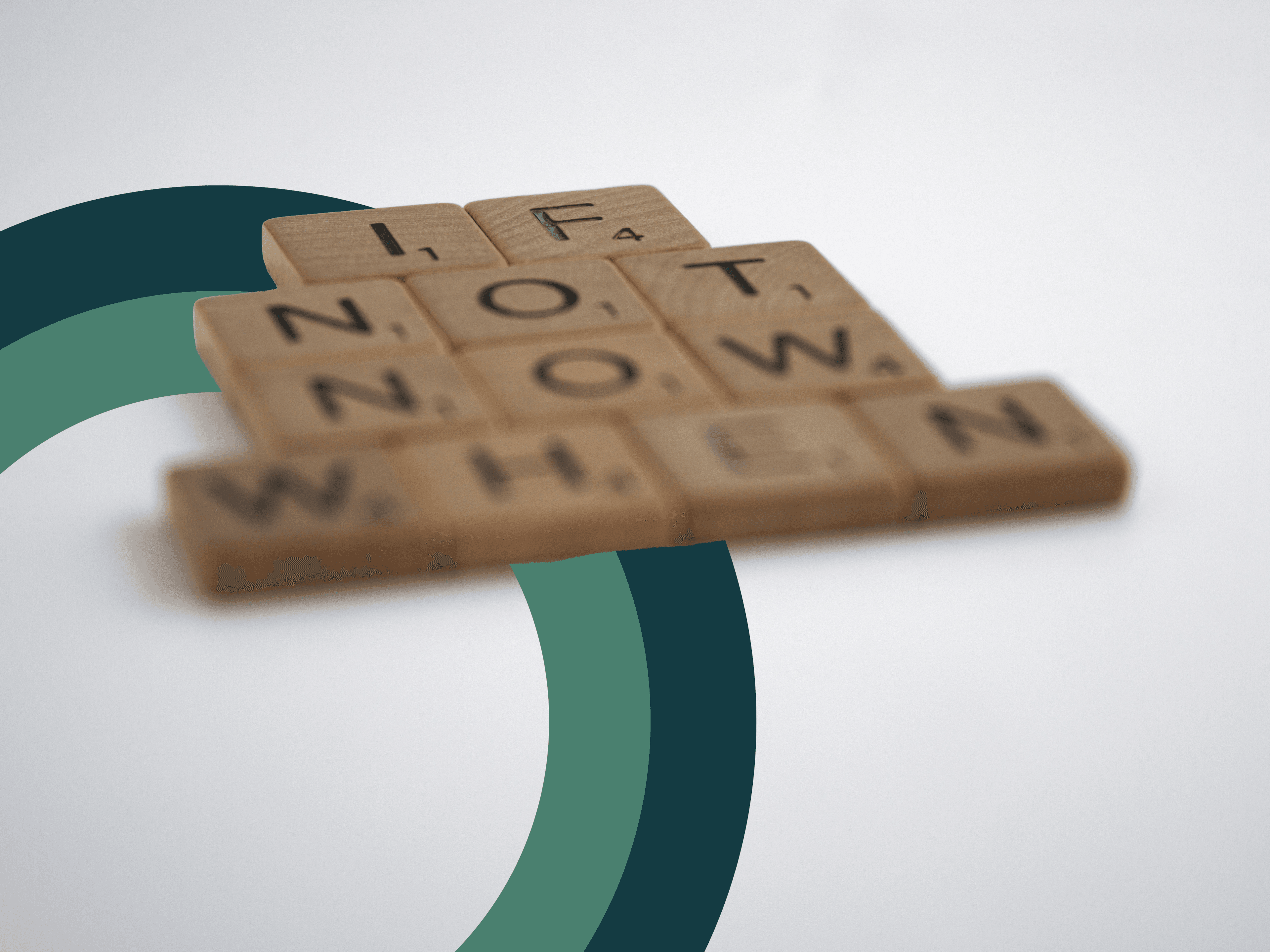 Scrabble pieces spelling, "if not now, when?"