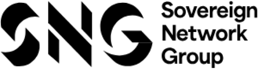Black logo and type which reads SNG and then Sovereign Network Group in smaller font