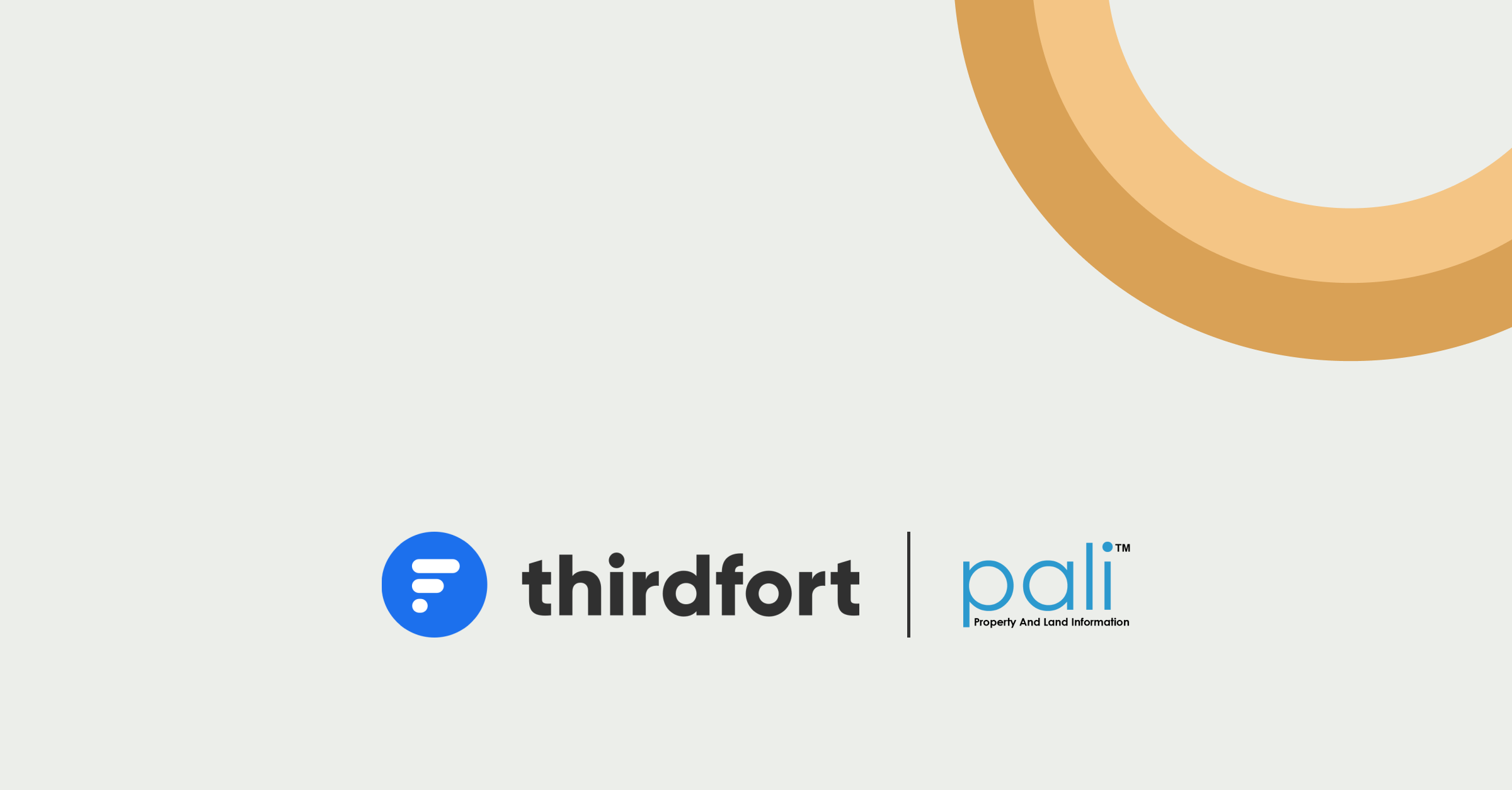 The Thirdfort and Pali logos on a grey background with a yellow circular graphic in the top right corner