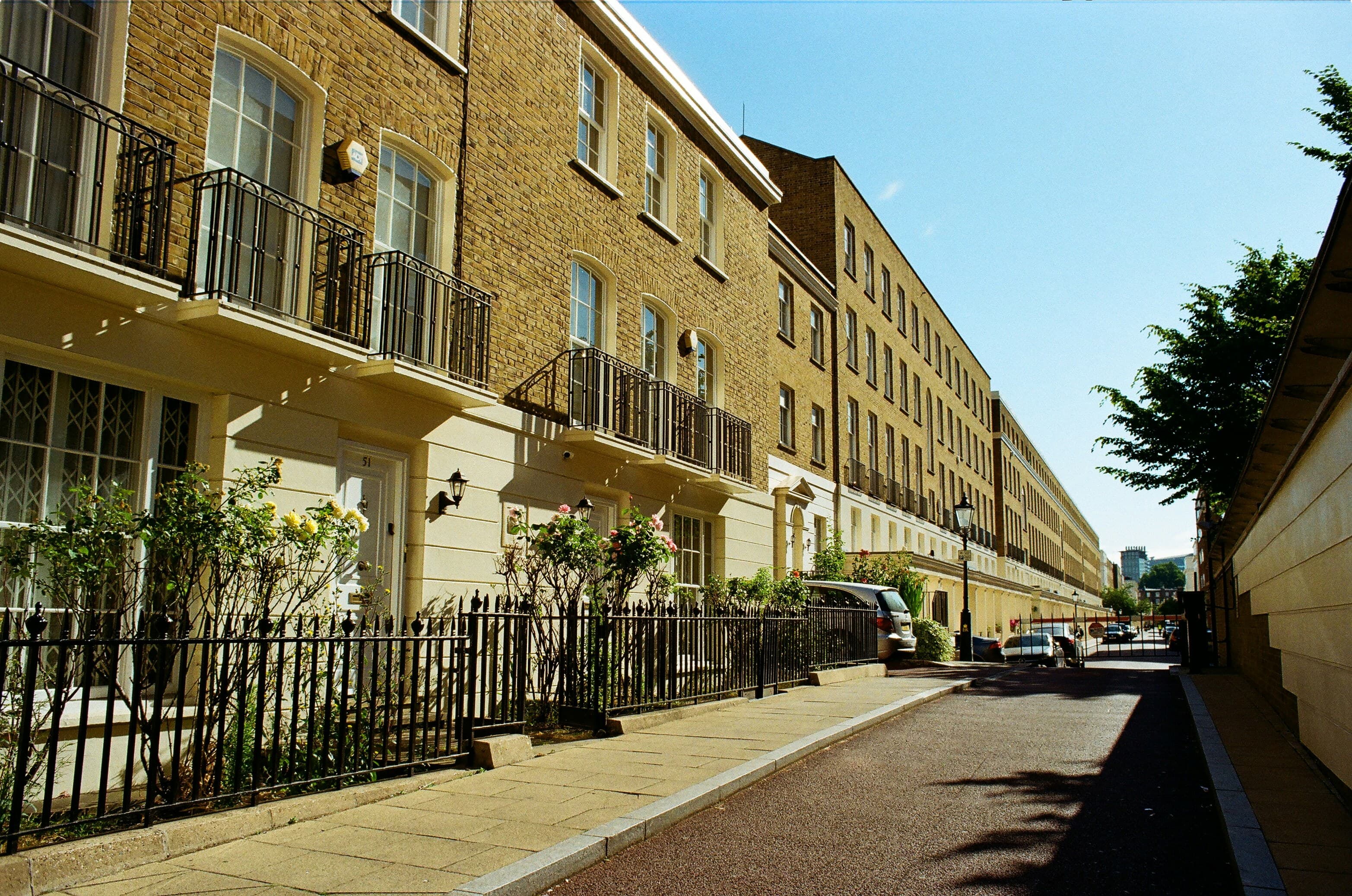 A row of houses on a London street