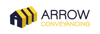 Logo of Arrow Conveyancing with a stylized yellow and black house icon on the left and the company name in black and yellow text on the right.