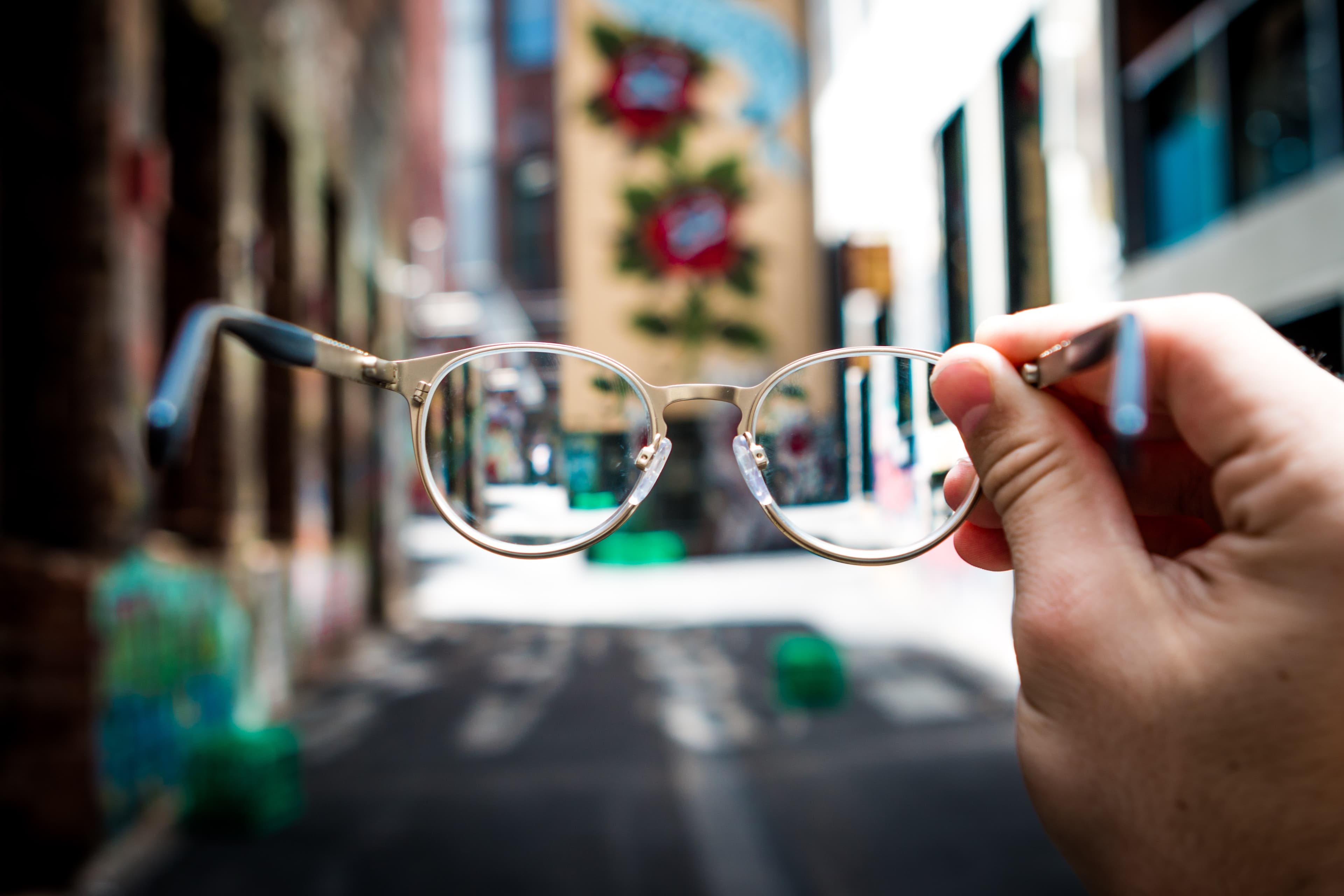 Glasses looking down the road