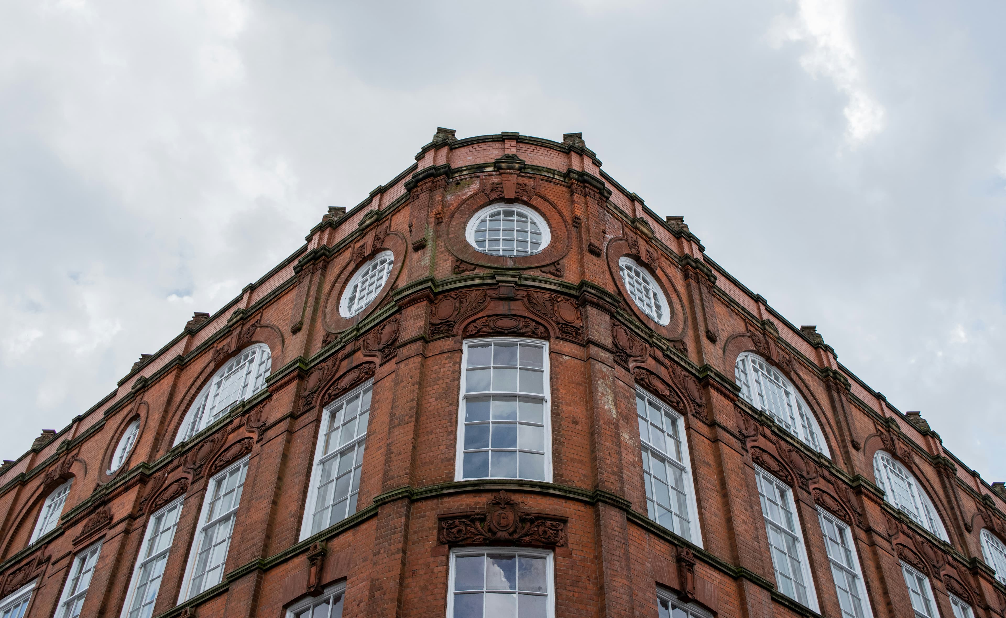 A red brick residential building in Leicester